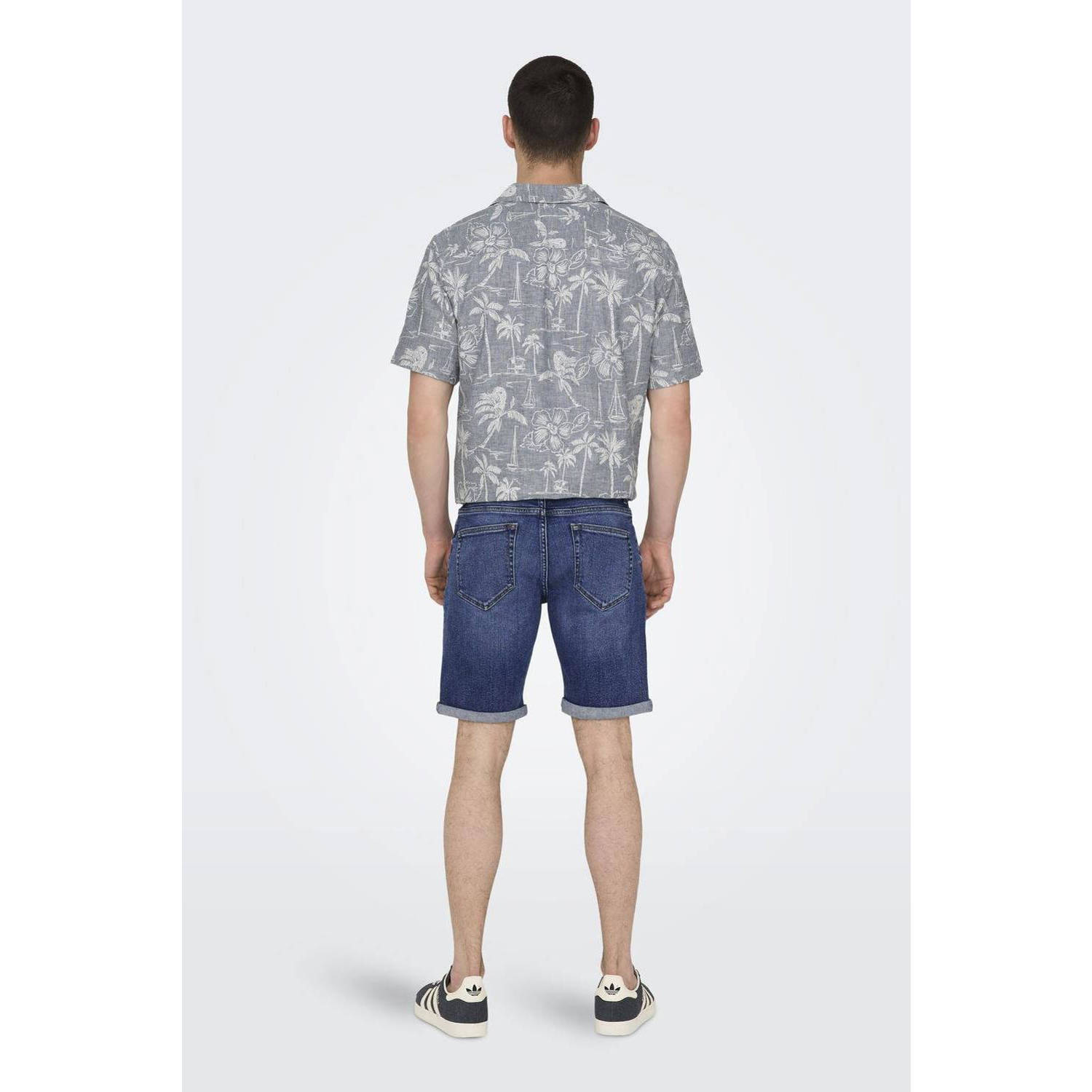 ONLY & SONS slim fit short ONSPLY dark blue denim