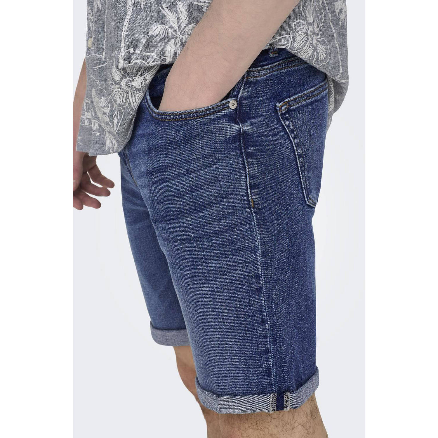 ONLY & SONS slim fit short ONSPLY dark blue denim