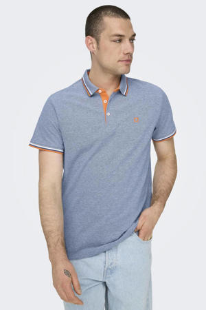 slim fit polo ONSFLETCHER met logo blue denim