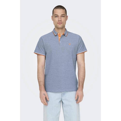ONLY & SONS slim fit polo ONSFLETCHER met logo blue denim afbeelding