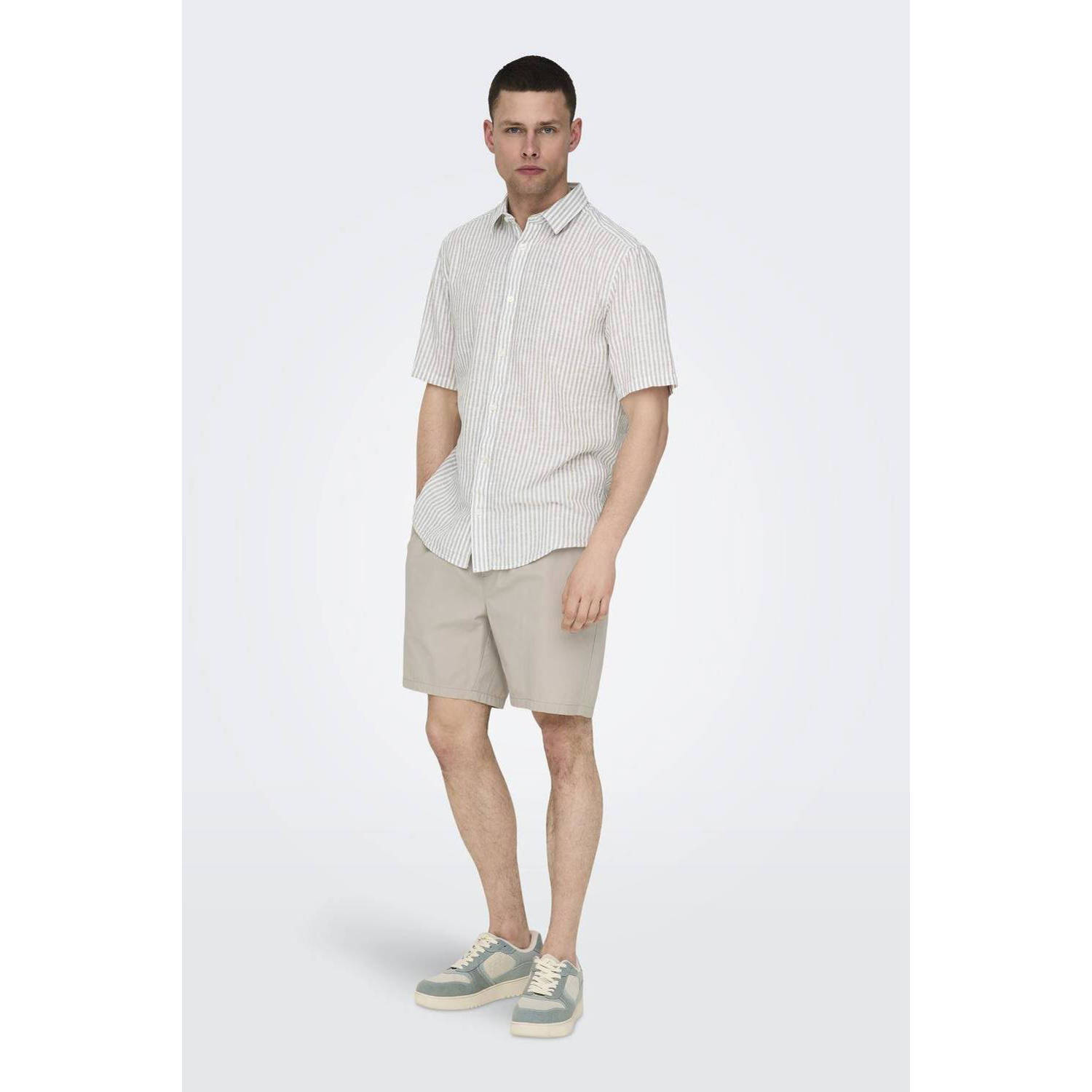 ONLY & SONS regular fit short silver lining