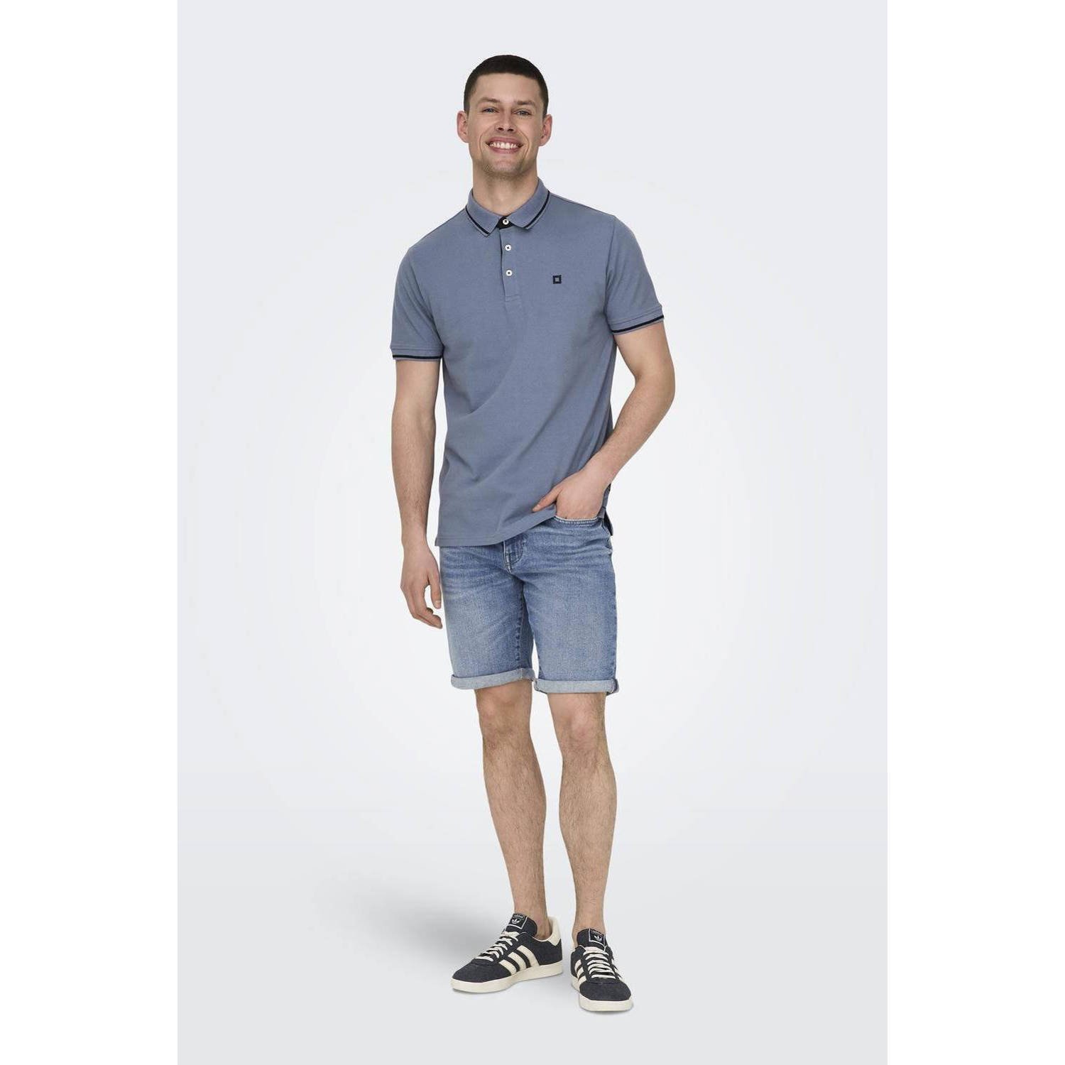 ONLY & SONS slim fit polo ONSFLETCHER flint stone