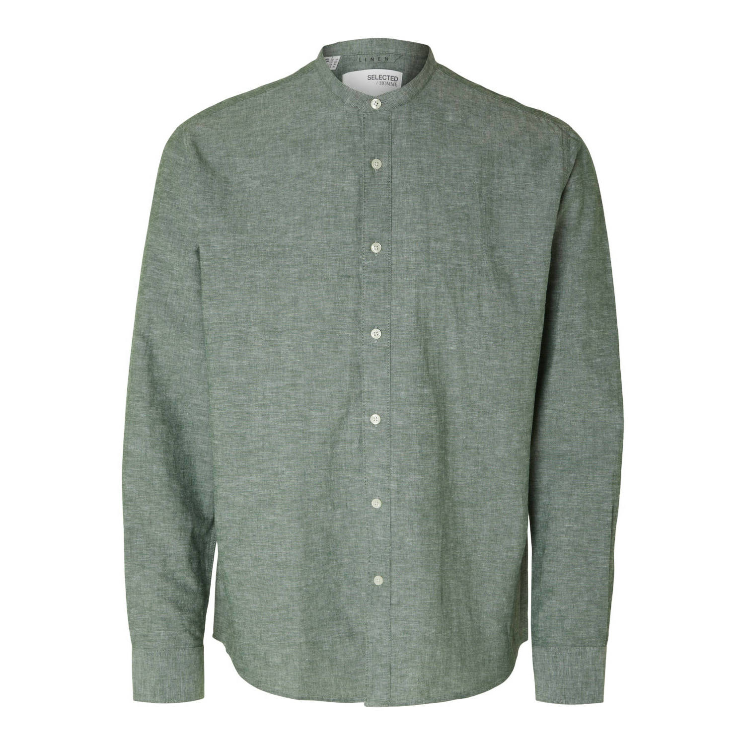 Selected Homme Groene Koreaanse Kraag Knoopshirt Green Heren