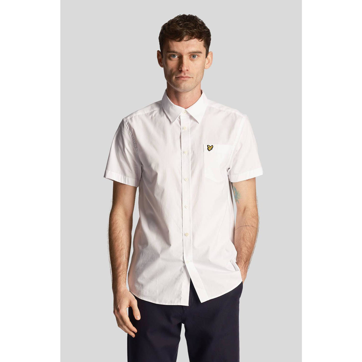 Lyle & Scott regular fit overhemd met logo wit