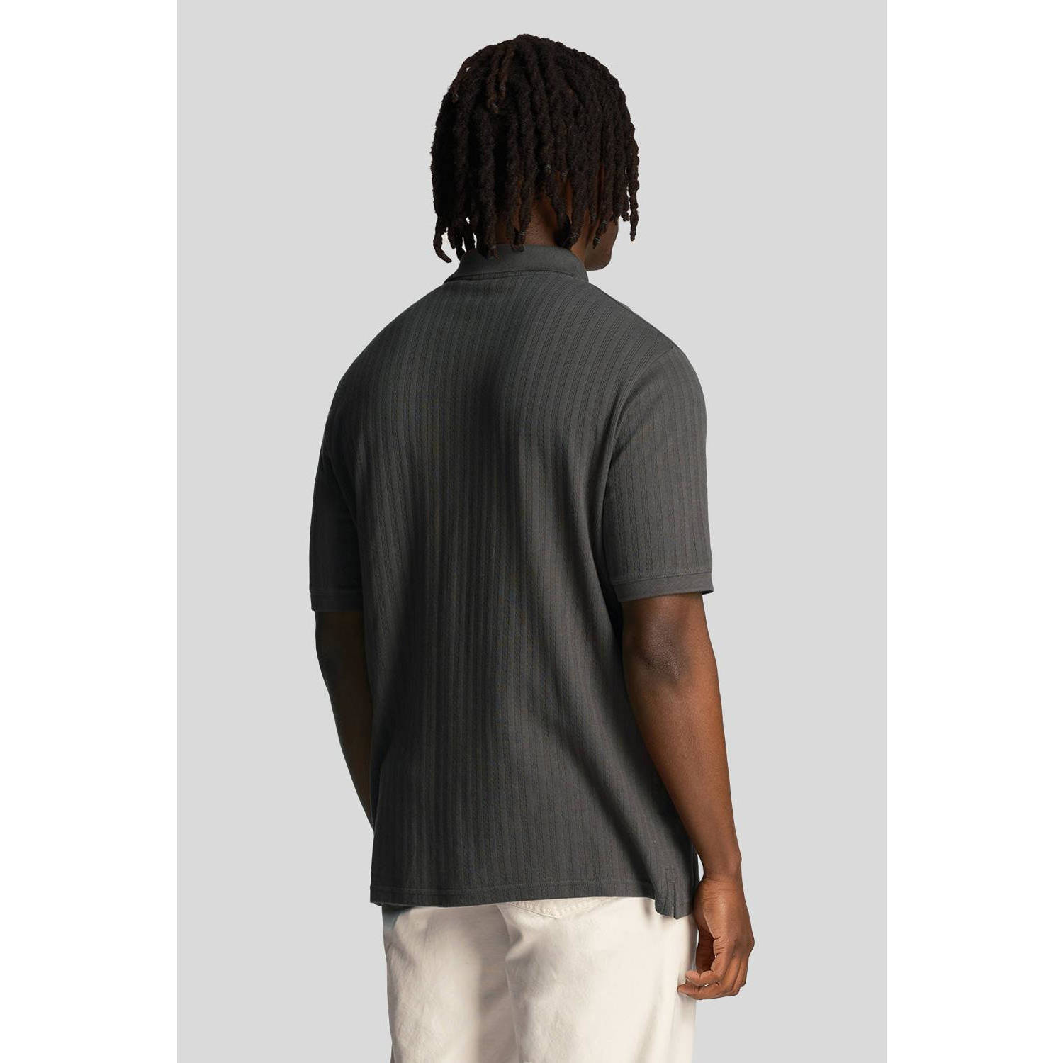Lyle & Scott fijngebreide polo met ingebreid patroon