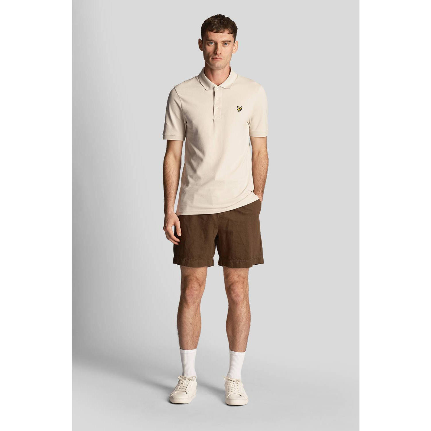 Lyle & Scott regular fit short met logo olijfgroen