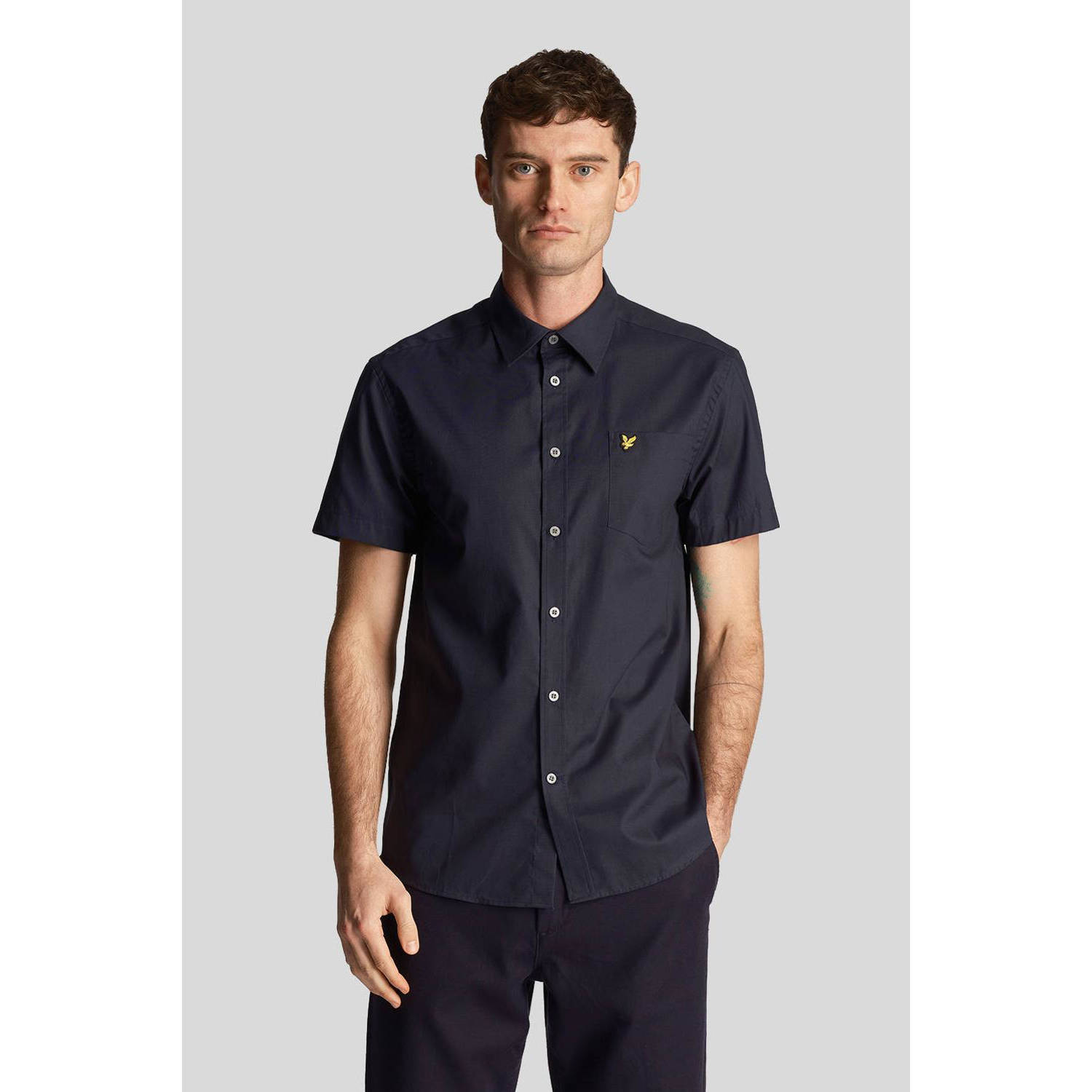 Lyle & Scott regular fit overhemd met logo donkerblauw