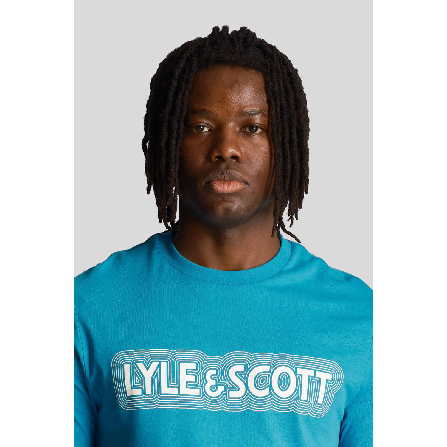 Lyle & Scott T-shirt met printopdruk blauw