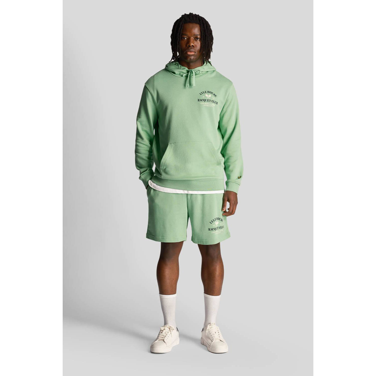 Lyle & Scott regular fit short met printopdruk groen