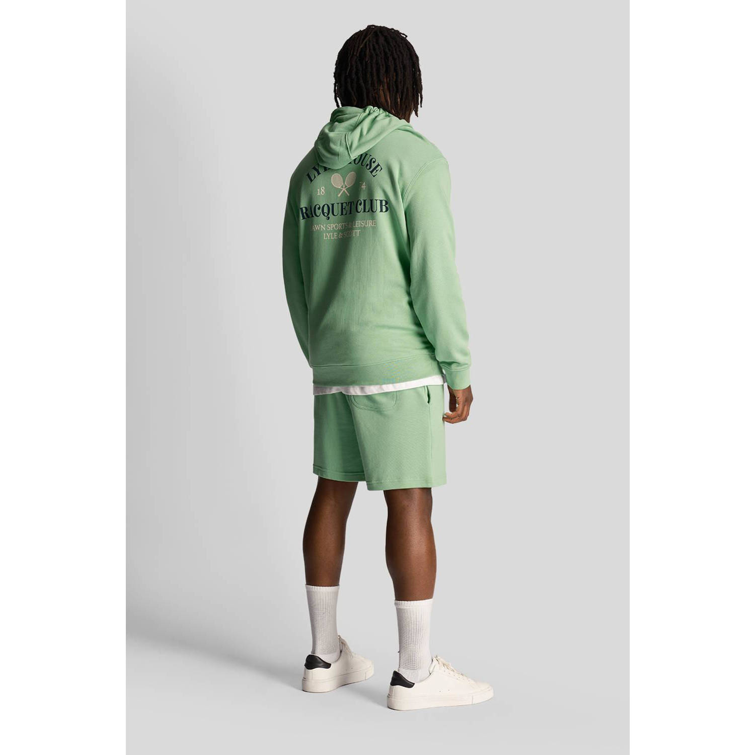 Lyle & Scott regular fit short met printopdruk groen