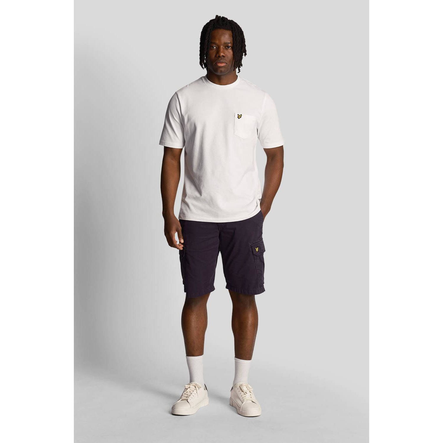 Lyle & Scott cargo short met logo donkerblauw