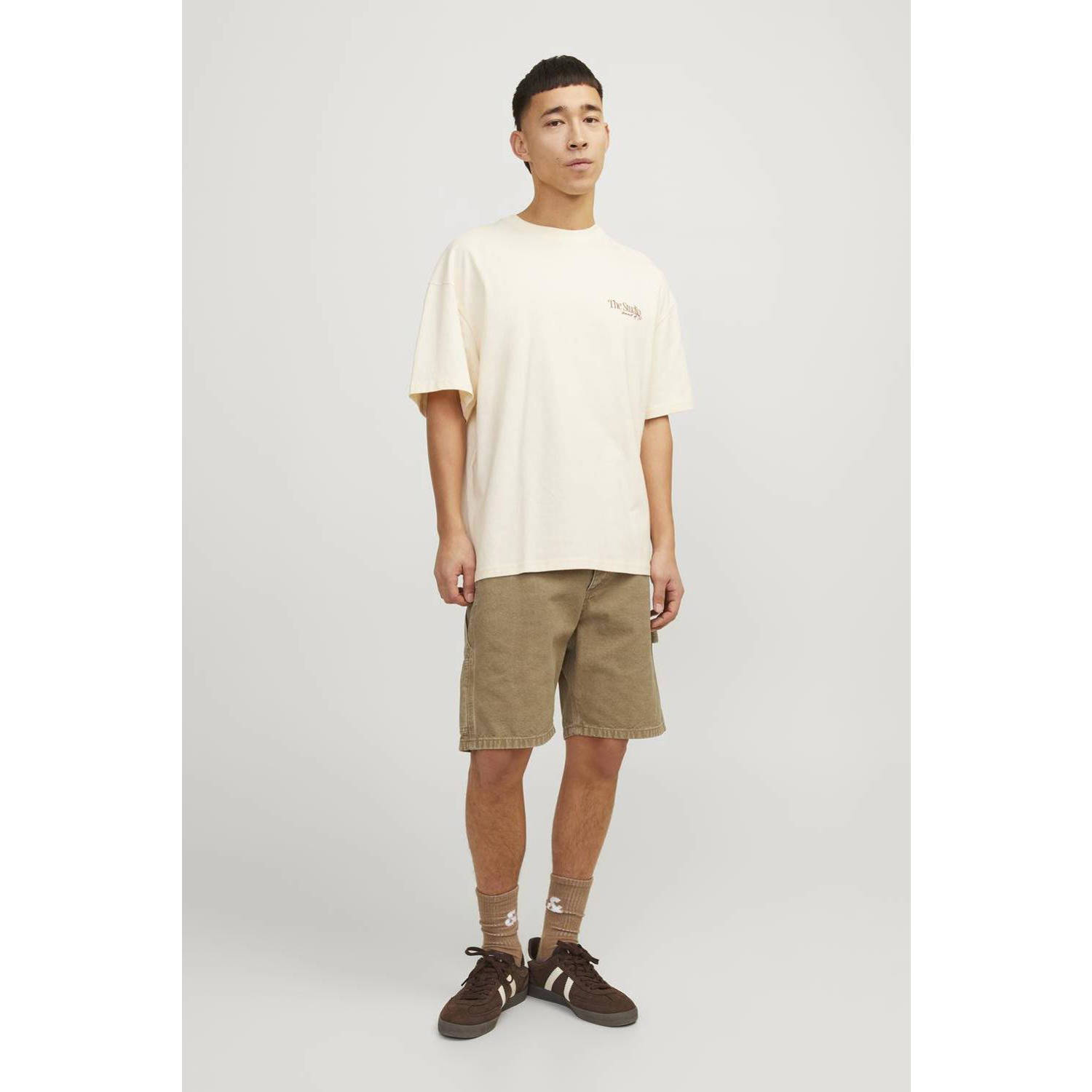 JACK & JONES JEANS INTELLIGENCE loose fit short JJITONY JJCARPENTER bruin