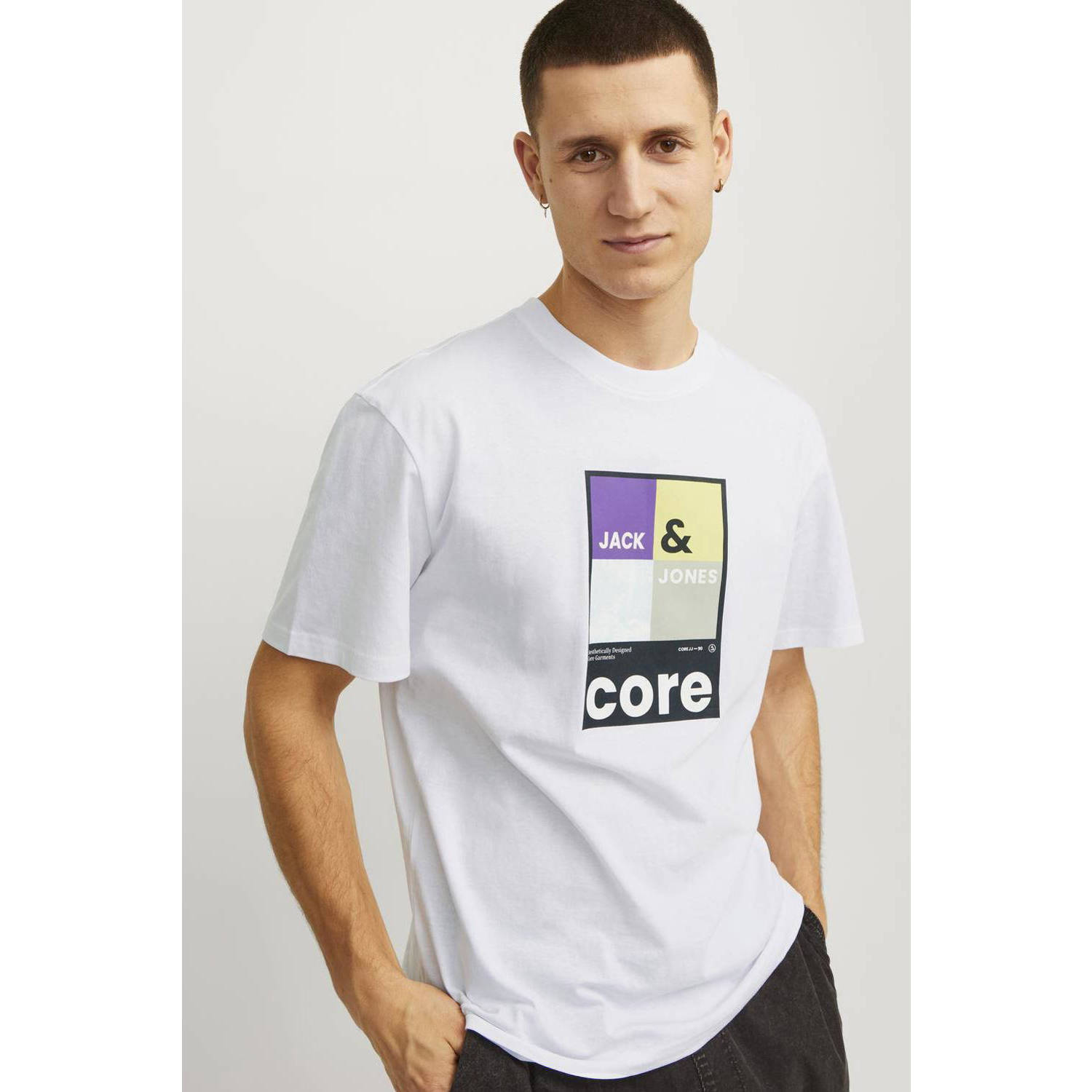 JACK & JONES CORE oversized T-shirt JCOJJ COLORFUL met printopdruk