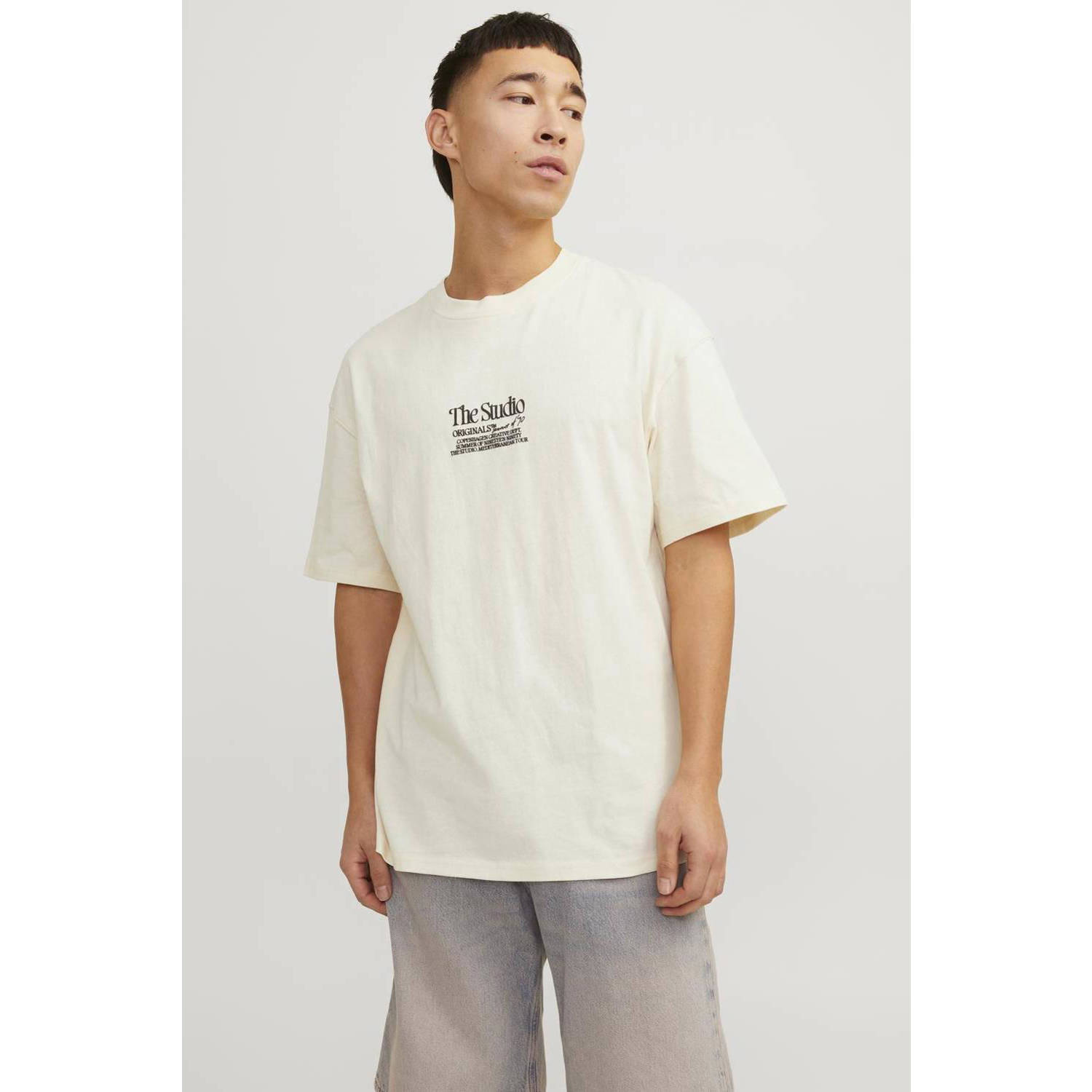 Jack & jones Oversized T-shirt met geribde ronde hals model 'NOTO'