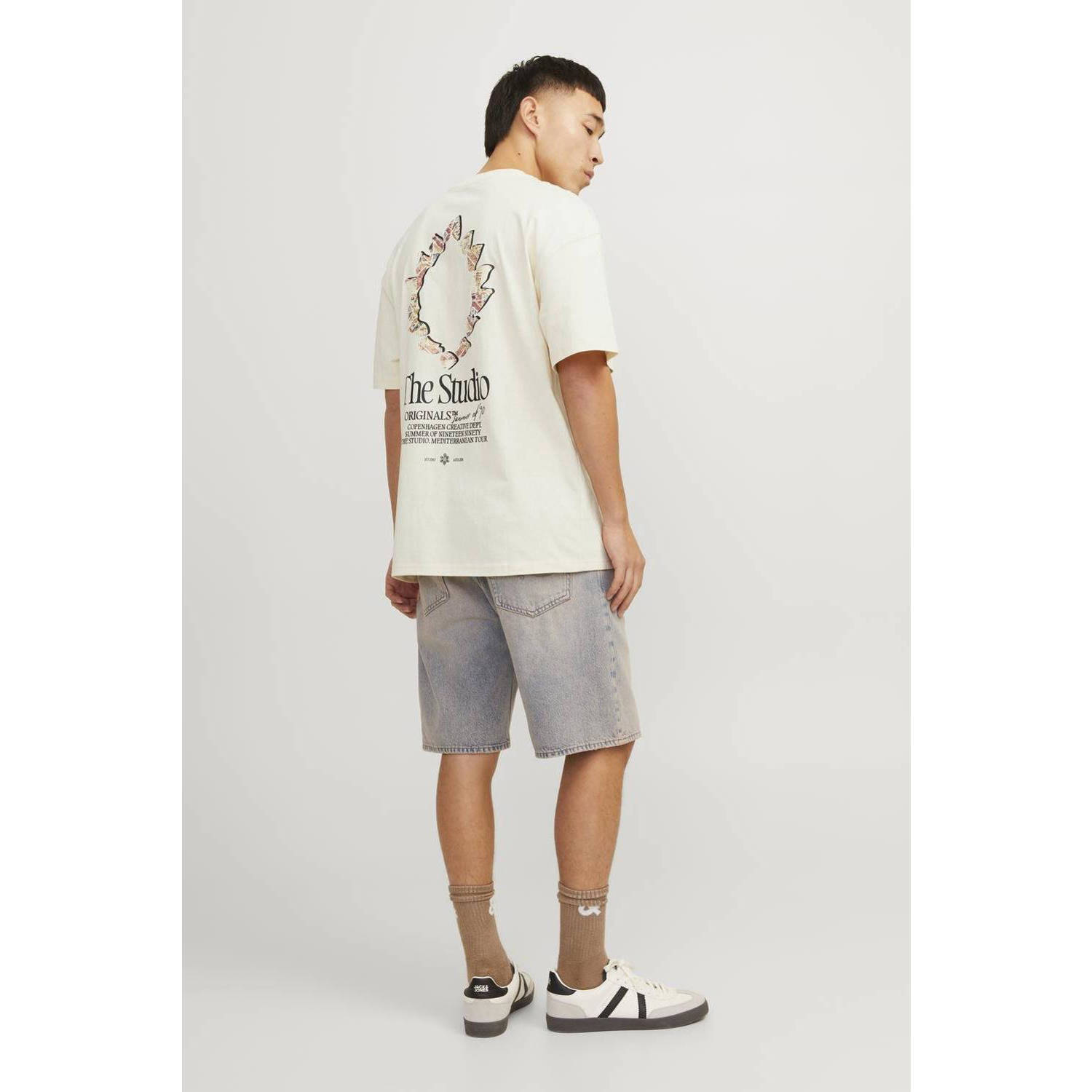 JACK & JONES ORIGINALS T-shirt JORNOTO met backprint ecru