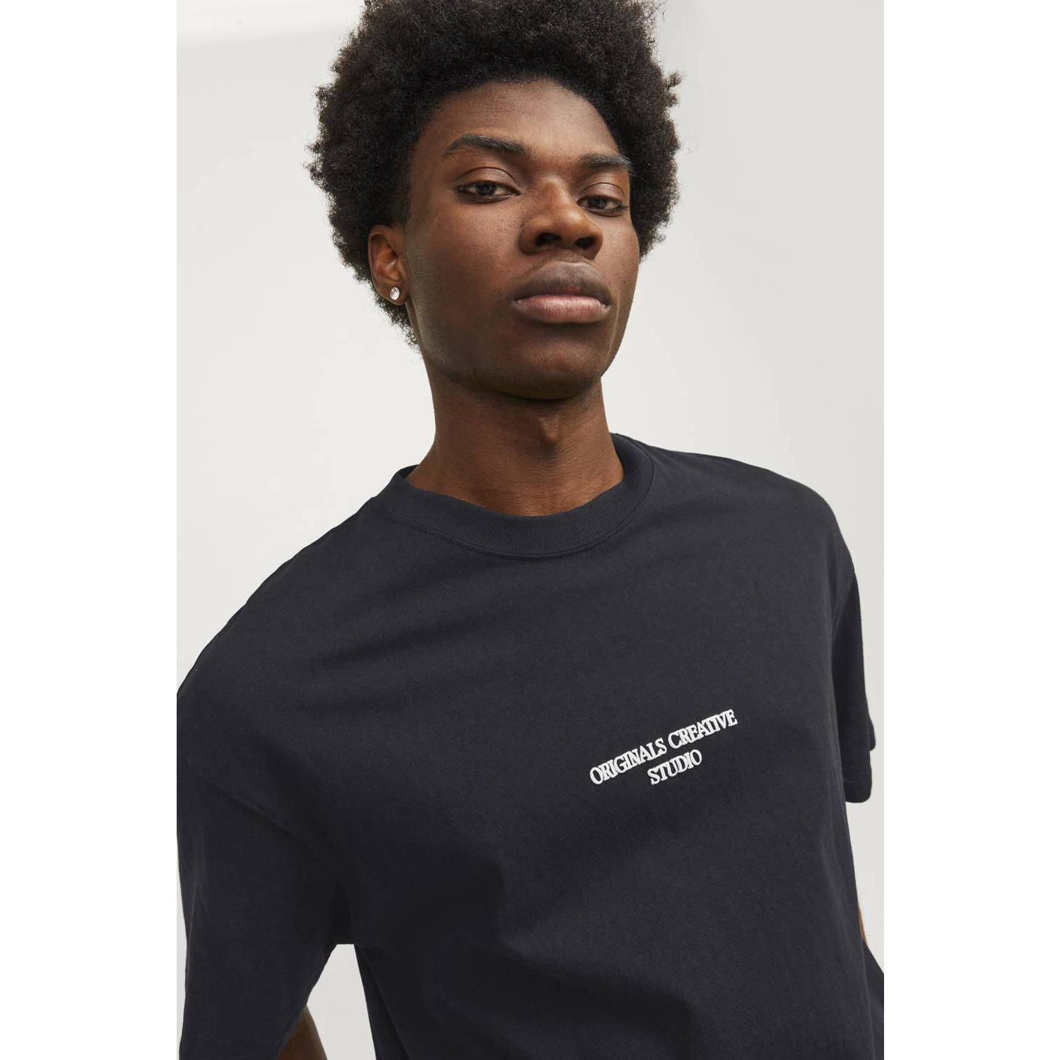 JACK & JONES ORIGINALS T-shirt JORNOTO met backprint zwart