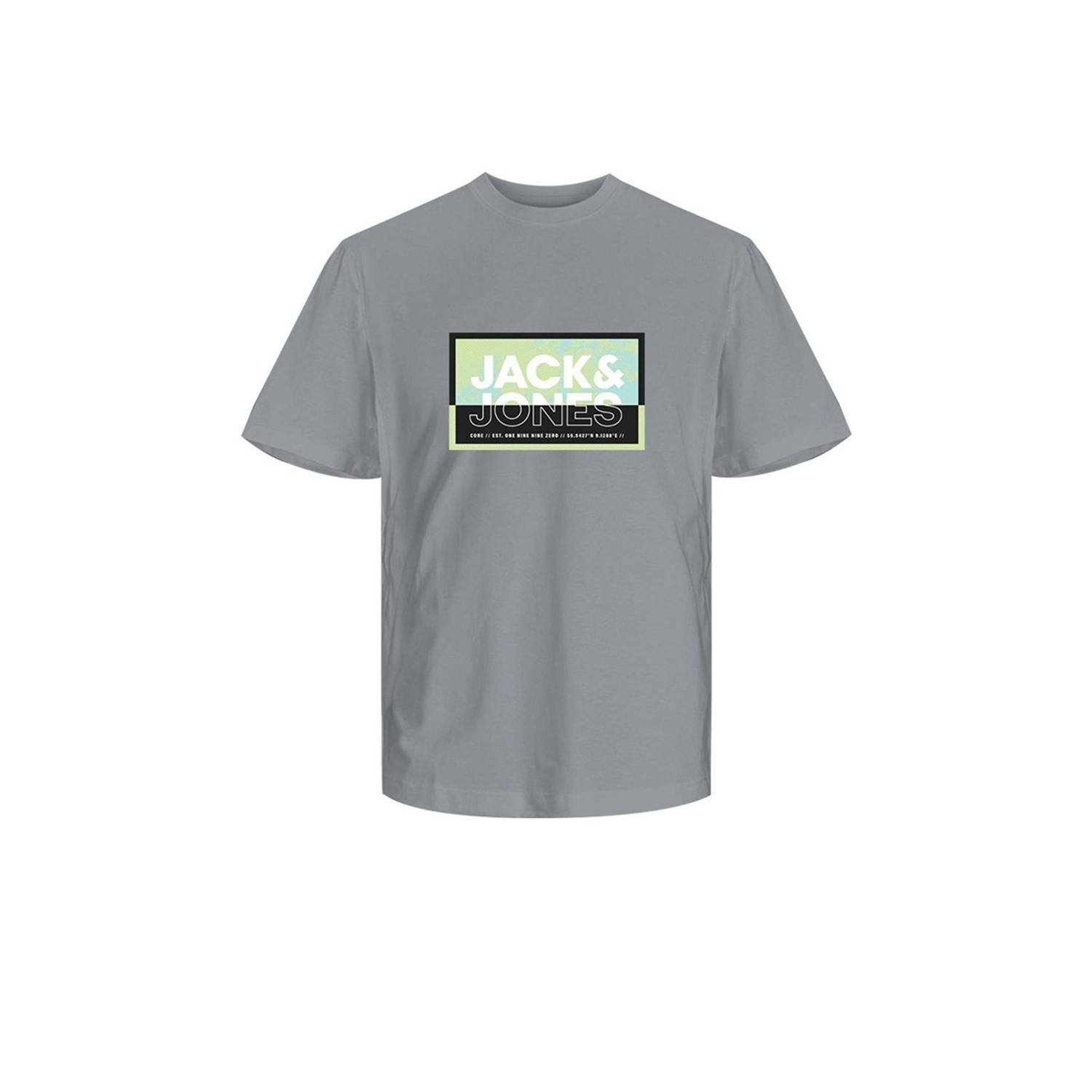 JACK & JONES CORE T-shirt JCOLOGAN met printopdruk lichtgrijs