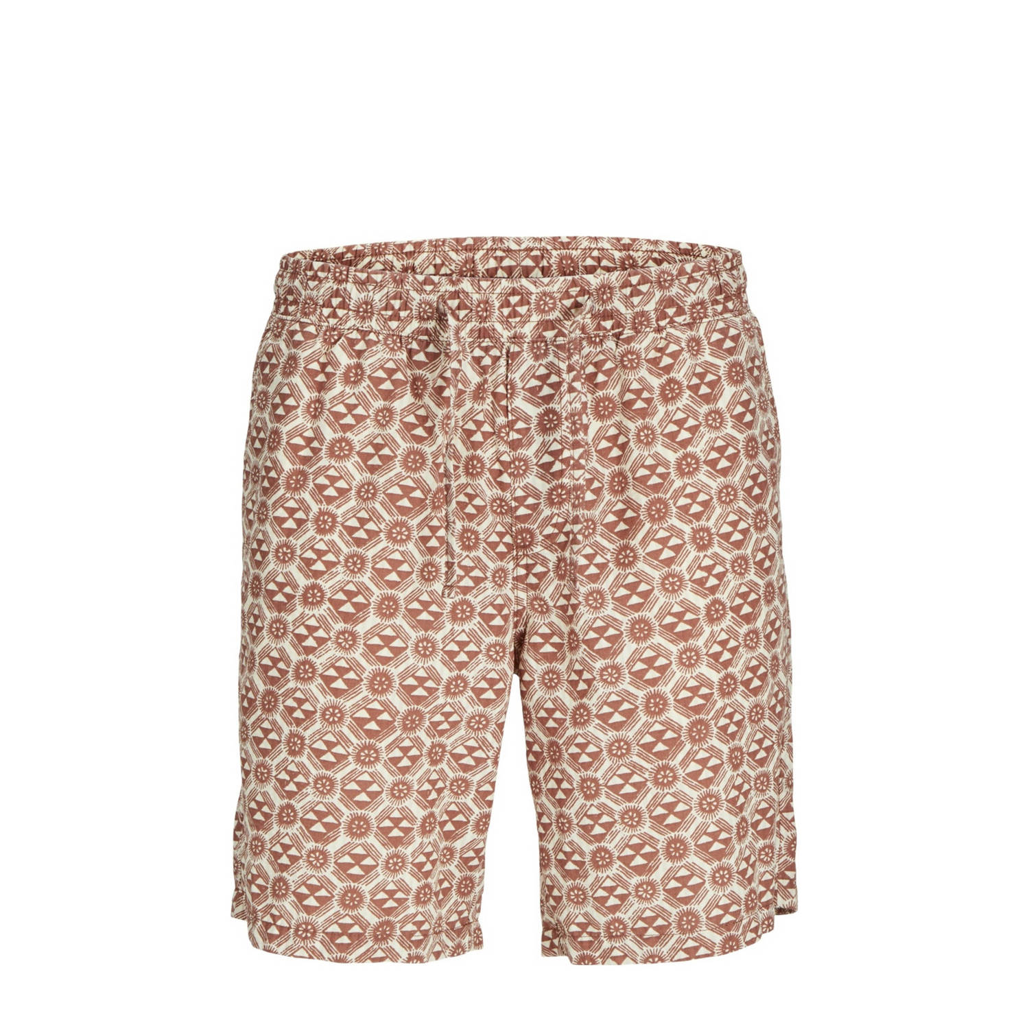 JACK & JONES PANTS STUDIO relaxed short JPSTJAIDEN JJLUKE met all over print oranje