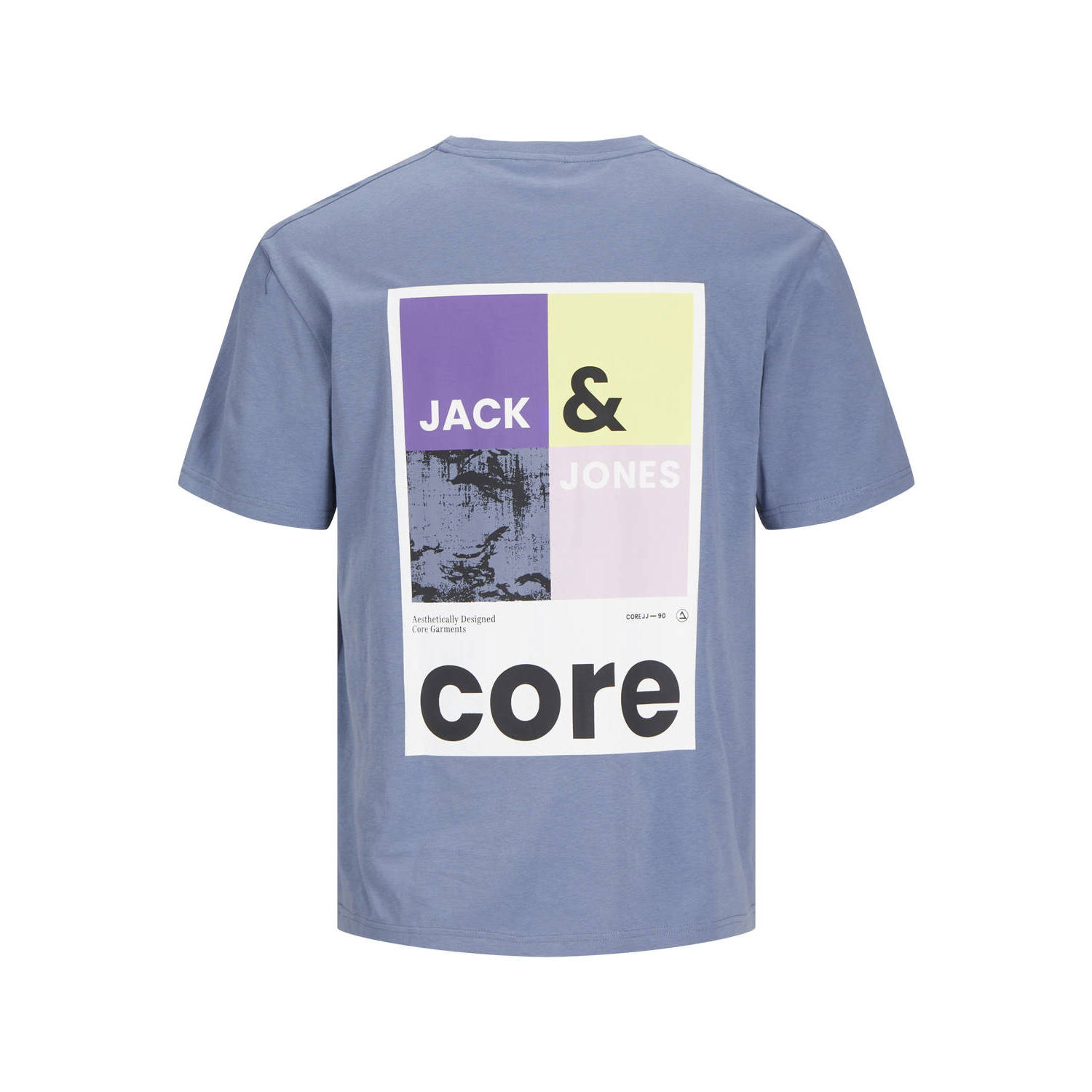 JACK & JONES CORE oversized T-shirt JCOJJ COLORFUL met backprint lichtblauw