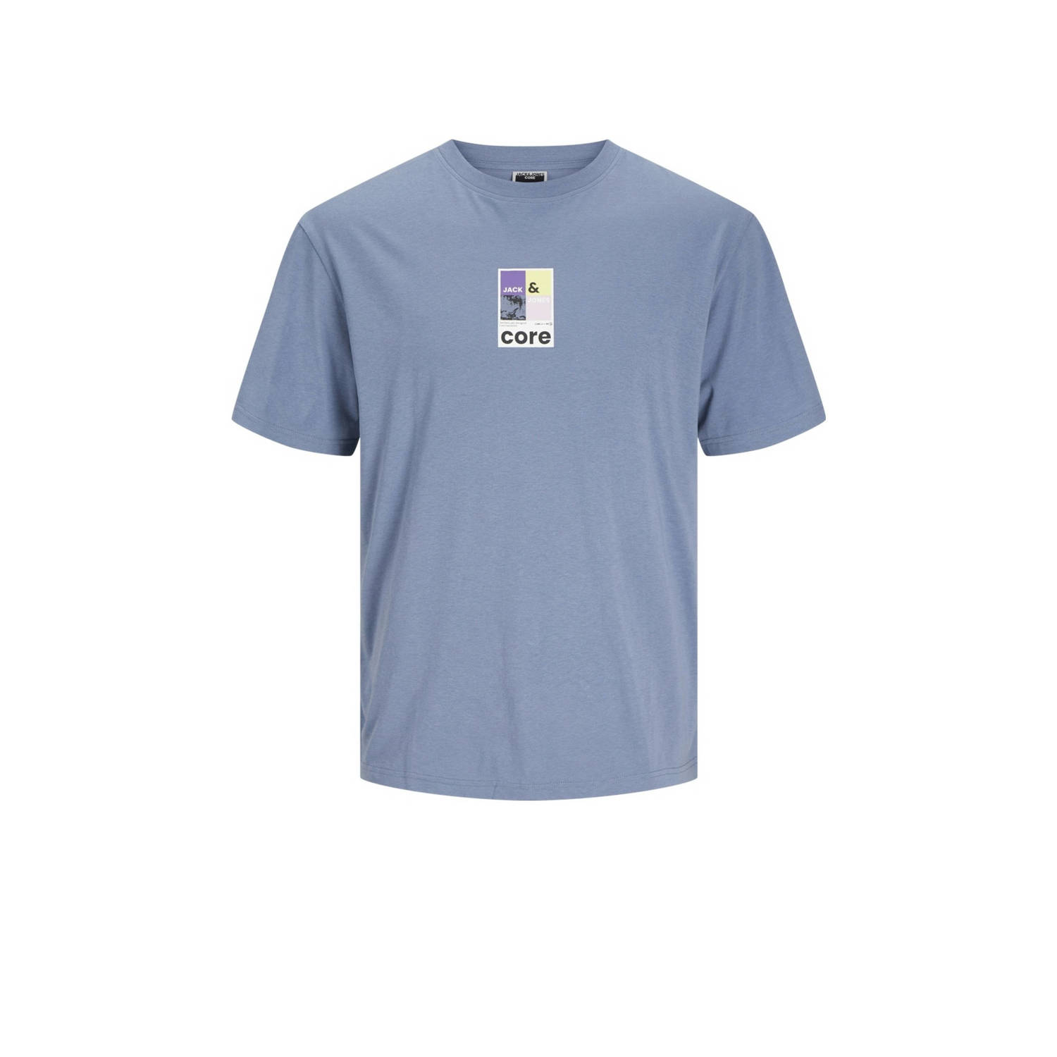JACK & JONES CORE oversized T-shirt JCOJJ COLORFUL met backprint lichtblauw