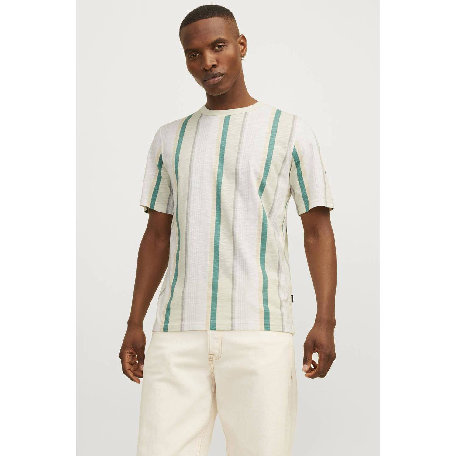 JACK & JONES PREMIUM gestreept T-shirt JPRBLAPALMA green tint