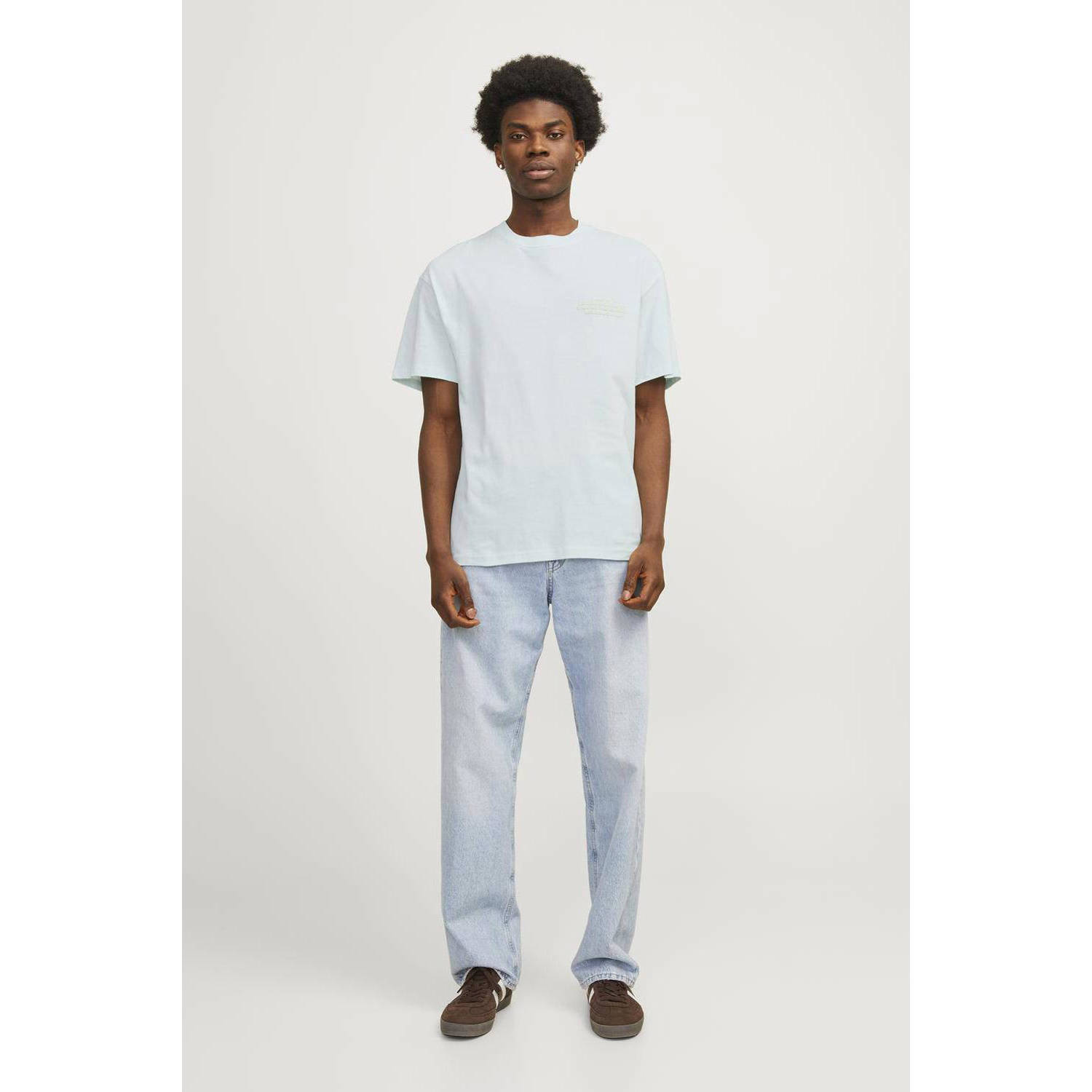 JACK & JONES ORIGINALS T-shirt JORNOTO met backprint lichtblauw