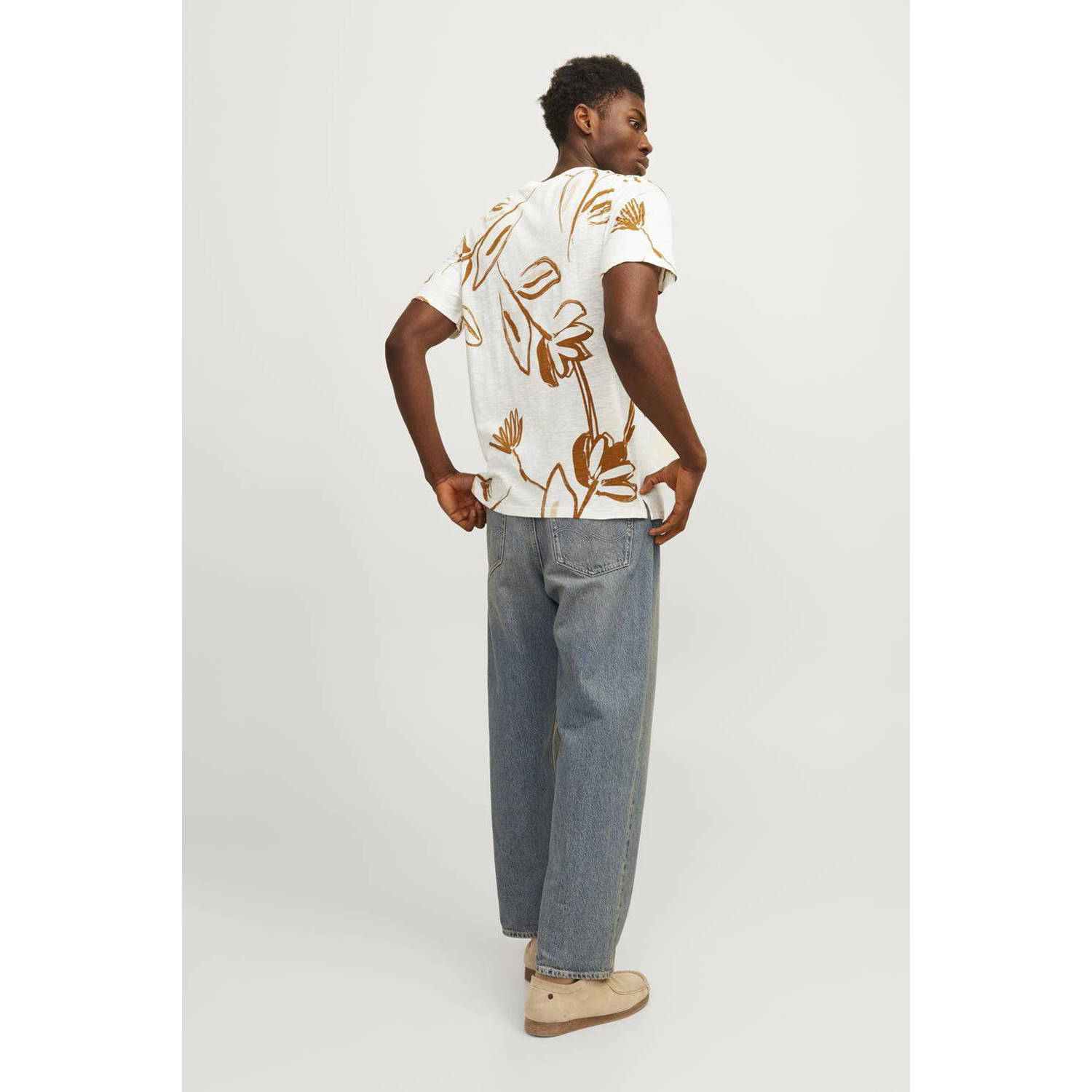 JACK & JONES PREMIUM T-shirt JPRBLAPALMA met all over print sudan brown