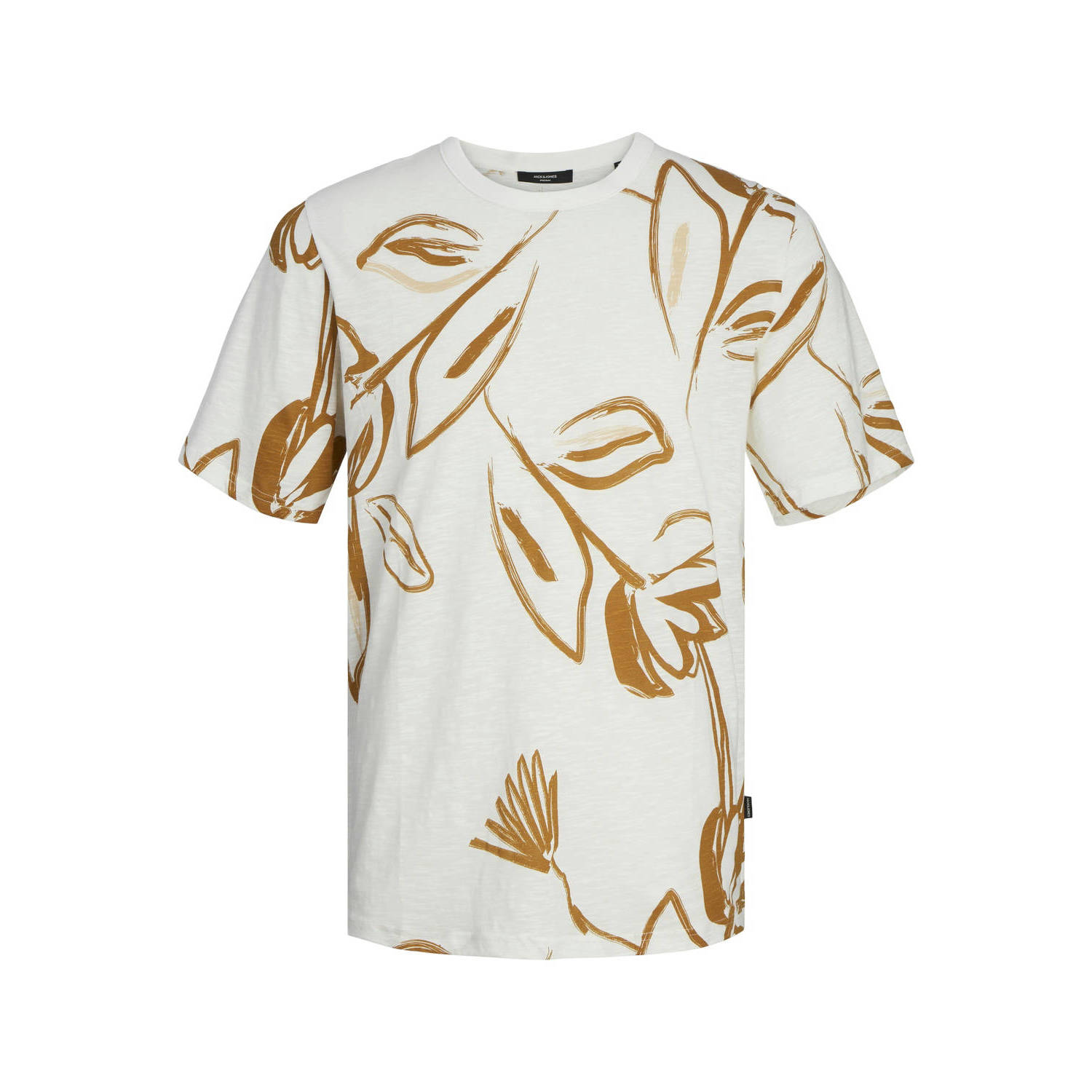 JACK & JONES PREMIUM T-shirt JPRBLAPALMA met all over print sudan brown