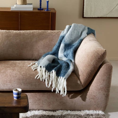 NOUS Living plaid Lavrean (150x125 cm) - blauw/zwart
