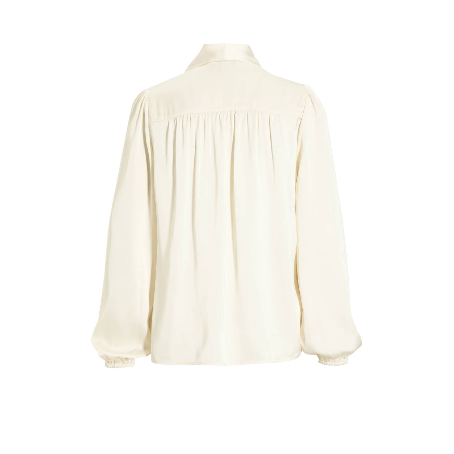 anytime satijnen blouse met strikkraag crème