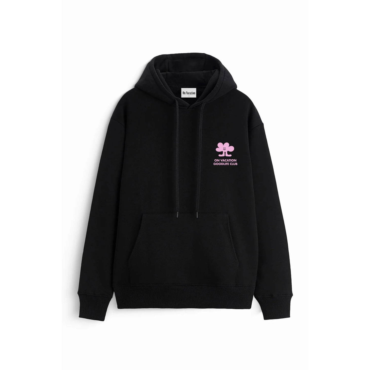 On Vacation Club hoodie Goodlife Club met backprint zwart wit roze