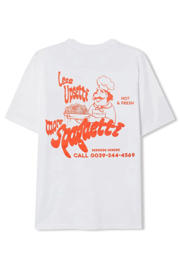 thumbnail: On Vacation Club T-shirt Less Upsetti met backprint wit/rood