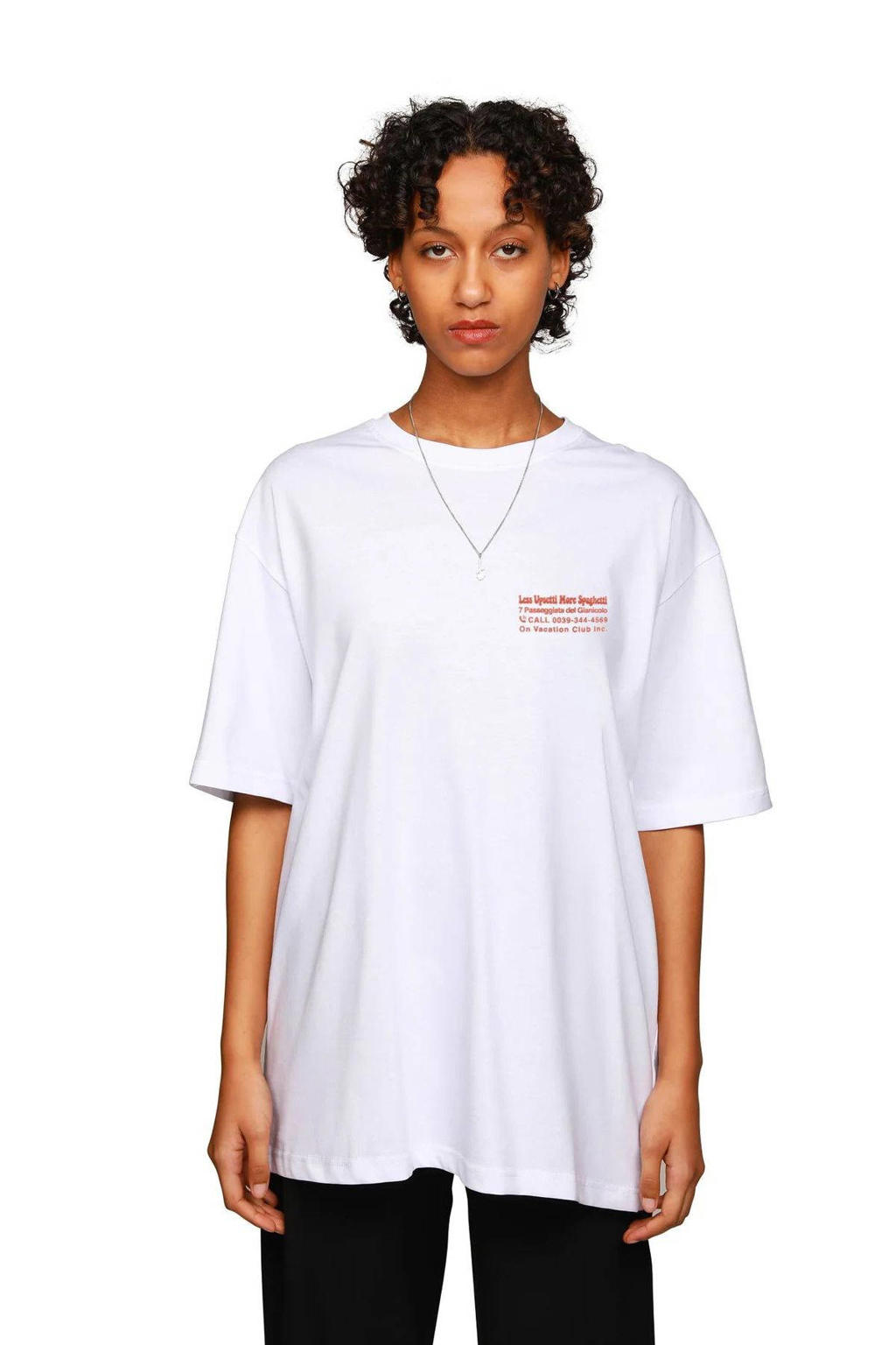 Wit en rode dames On Vacation Club T-shirt Less Upsetti van katoen met backprint en korte mouwen