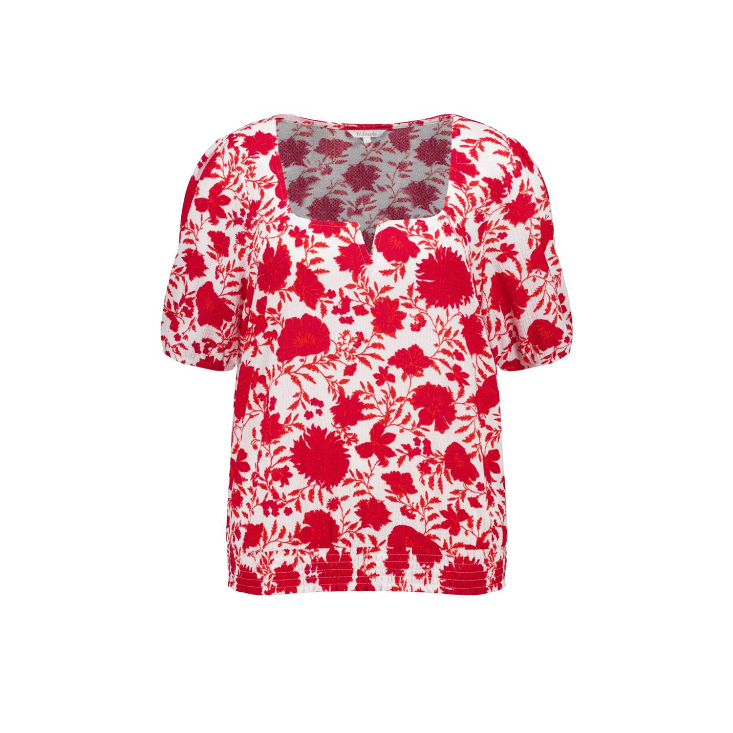 MS Mode top met all over print rood wit
