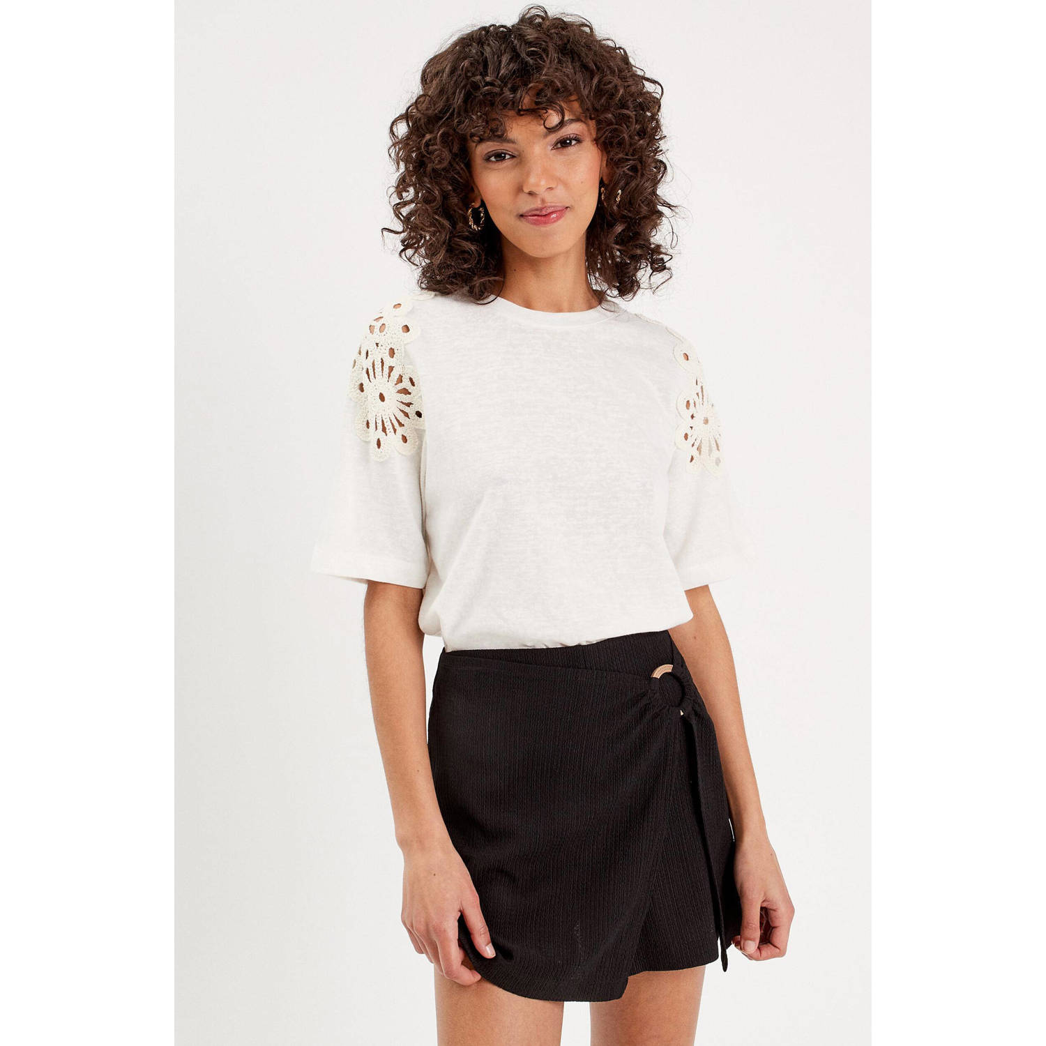 Cache gehaakte crochet top ecru
