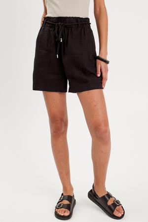 high waist loose fit short zwart