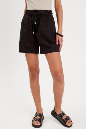 high waist loose fit short zwart