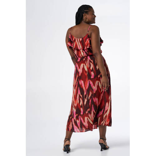 MS Mode maxi jurk met all over print multi: rood