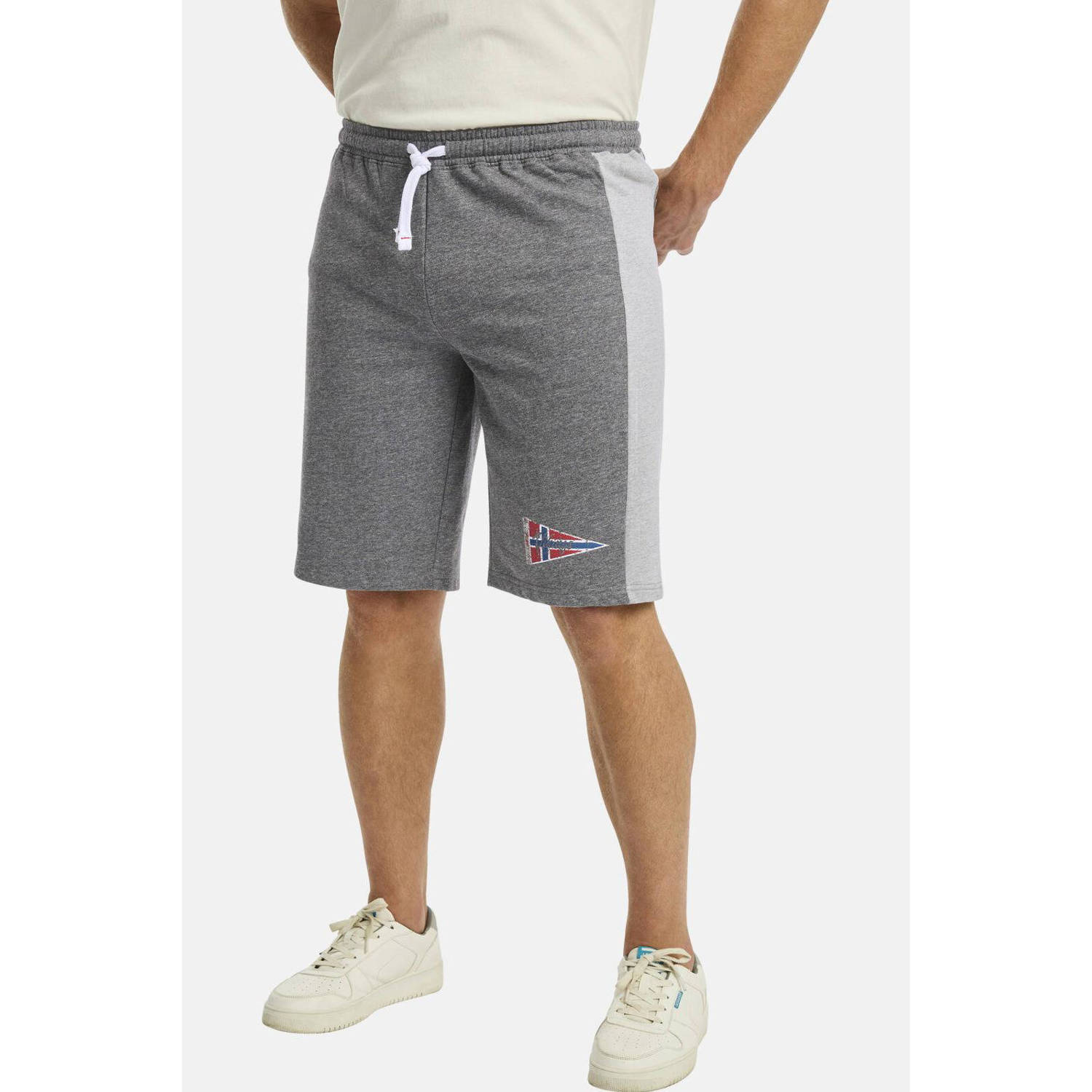 Jan Vanderstorm loose fit sweatshort HARAL Plus Size grijs blauw (set van 2)