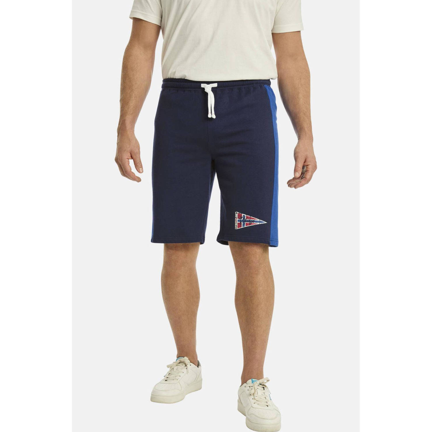Jan Vanderstorm loose fit sweatshort HARAL Plus Size grijs blauw (set van 2)