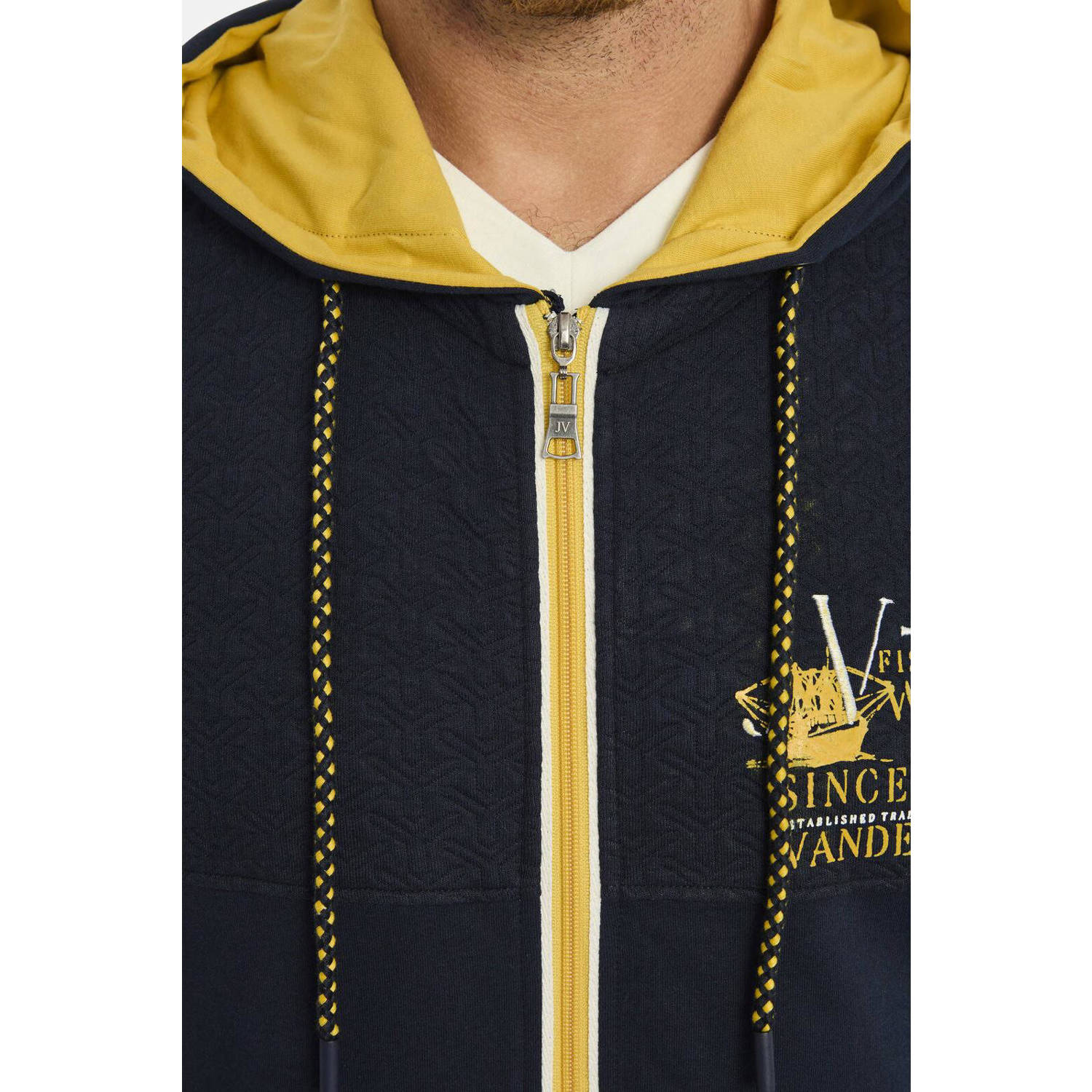Jan Vanderstorm +FIT Collectie sweatvest DAGOMAR Plus Size met printopdruk blauw