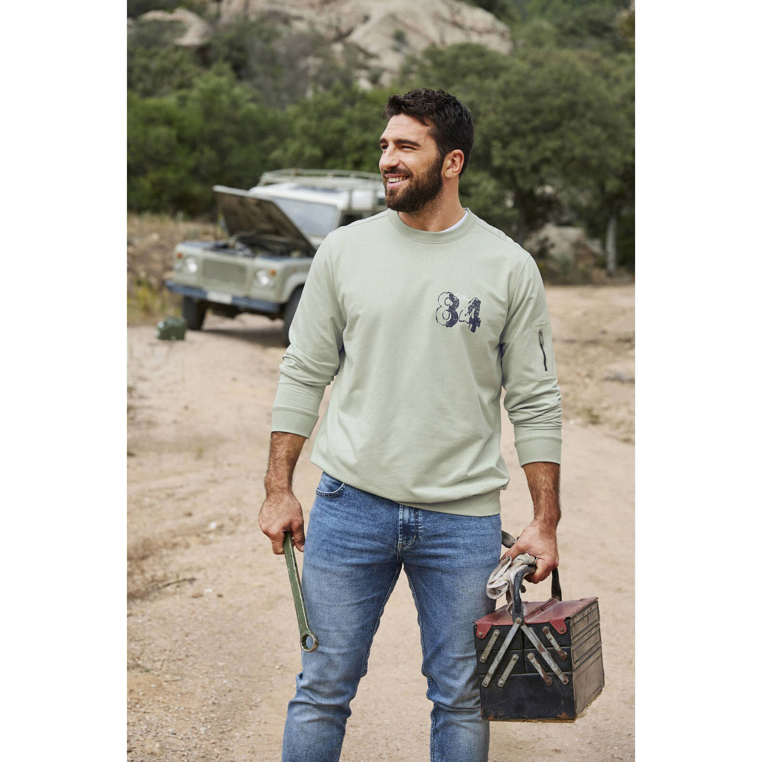 Jan Vanderstorm sweater Plus Size ALFI met printopdruk lichtgroen