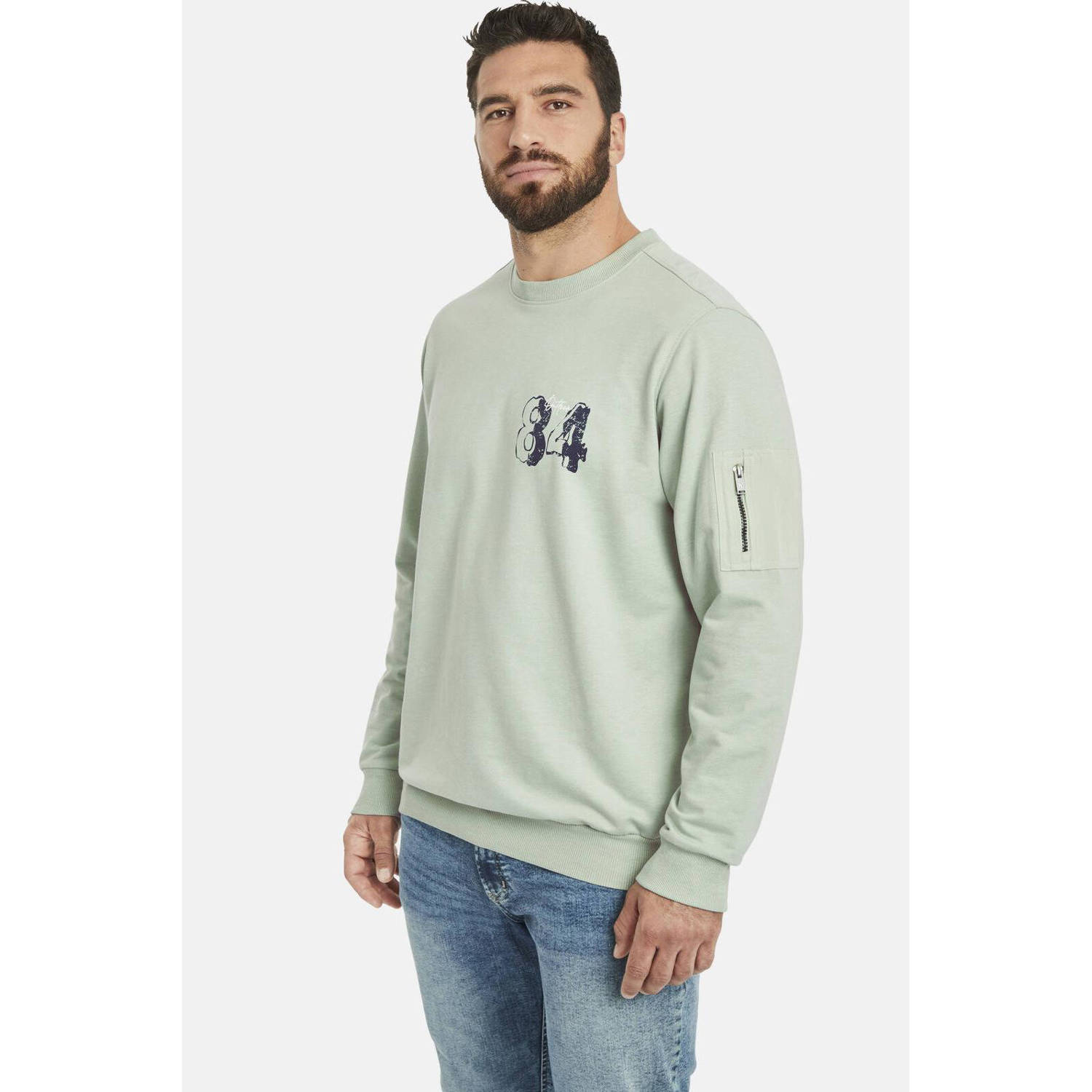 Jan Vanderstorm sweater Plus Size ALFI met printopdruk lichtgroen