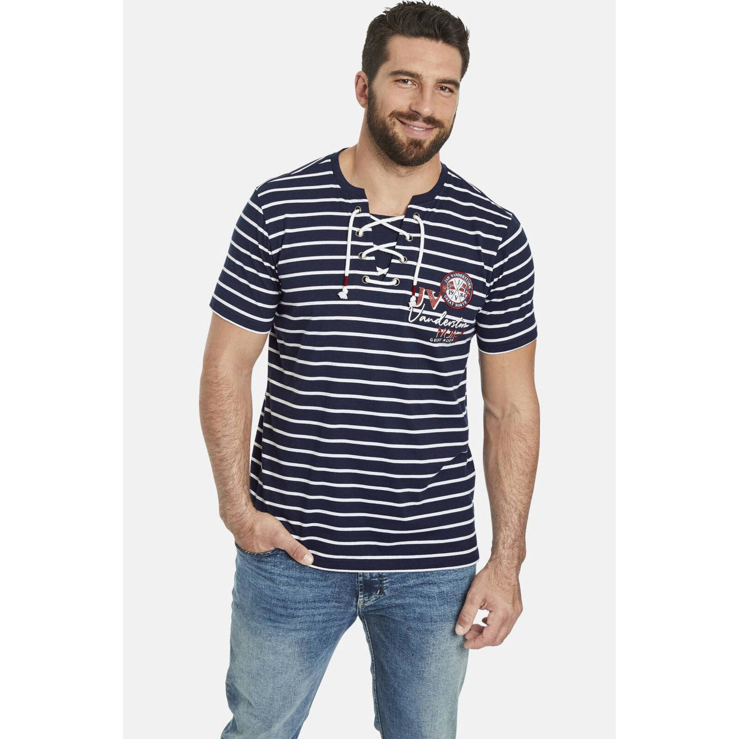 Jan Vanderstorm +FIT Collectie oversized T-shirt ARBOGAST Plus Size donkerblauw