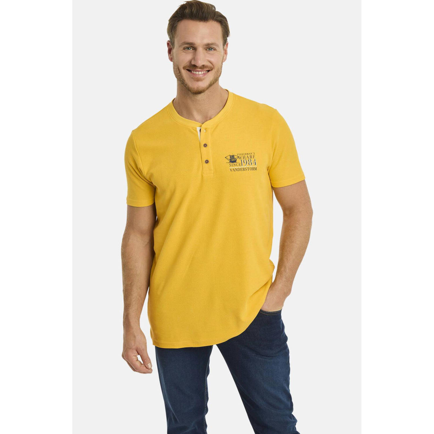 Jan Vanderstorm +FIT Collectie T-shirt ERENGISL Plus Size met printopdruk geel