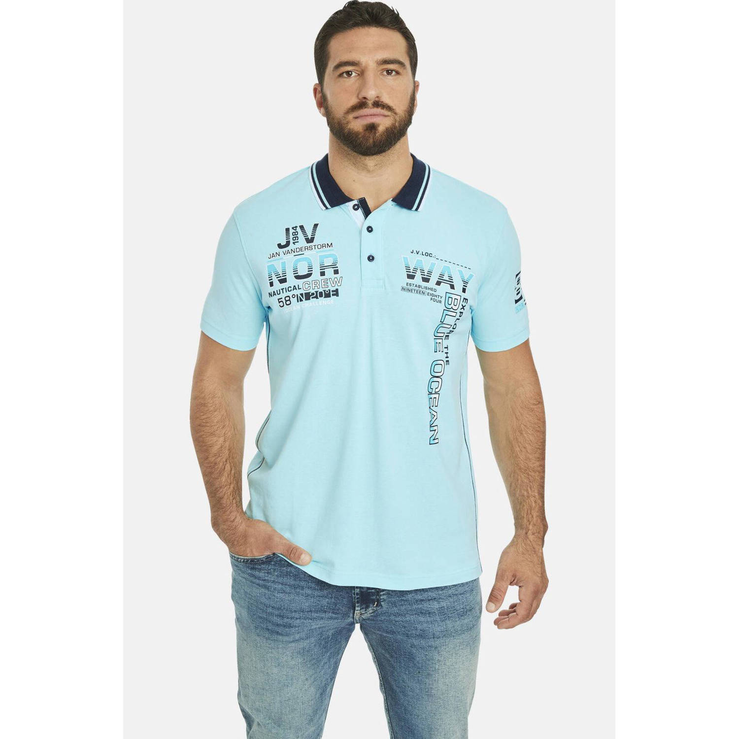 Jan Vanderstorm +FIT Collectie polo JERKER Plus Size met printopdruk