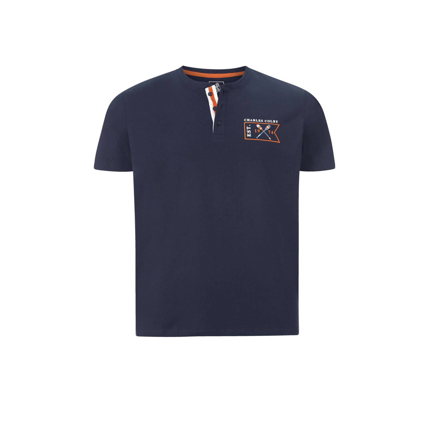 Charles Colby T-shirt EARL MAXEN Plus Size met printopdruk donkerblauw