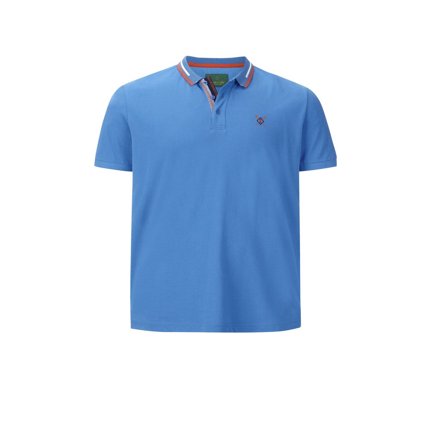Charles Colby +FIT Collectie polo EARL EMLYN Plus Size met logo blauw