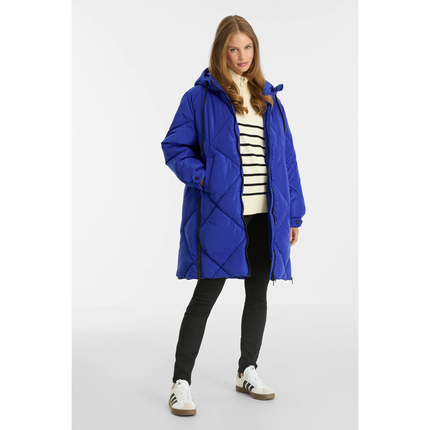 anytime quilted jas blauw