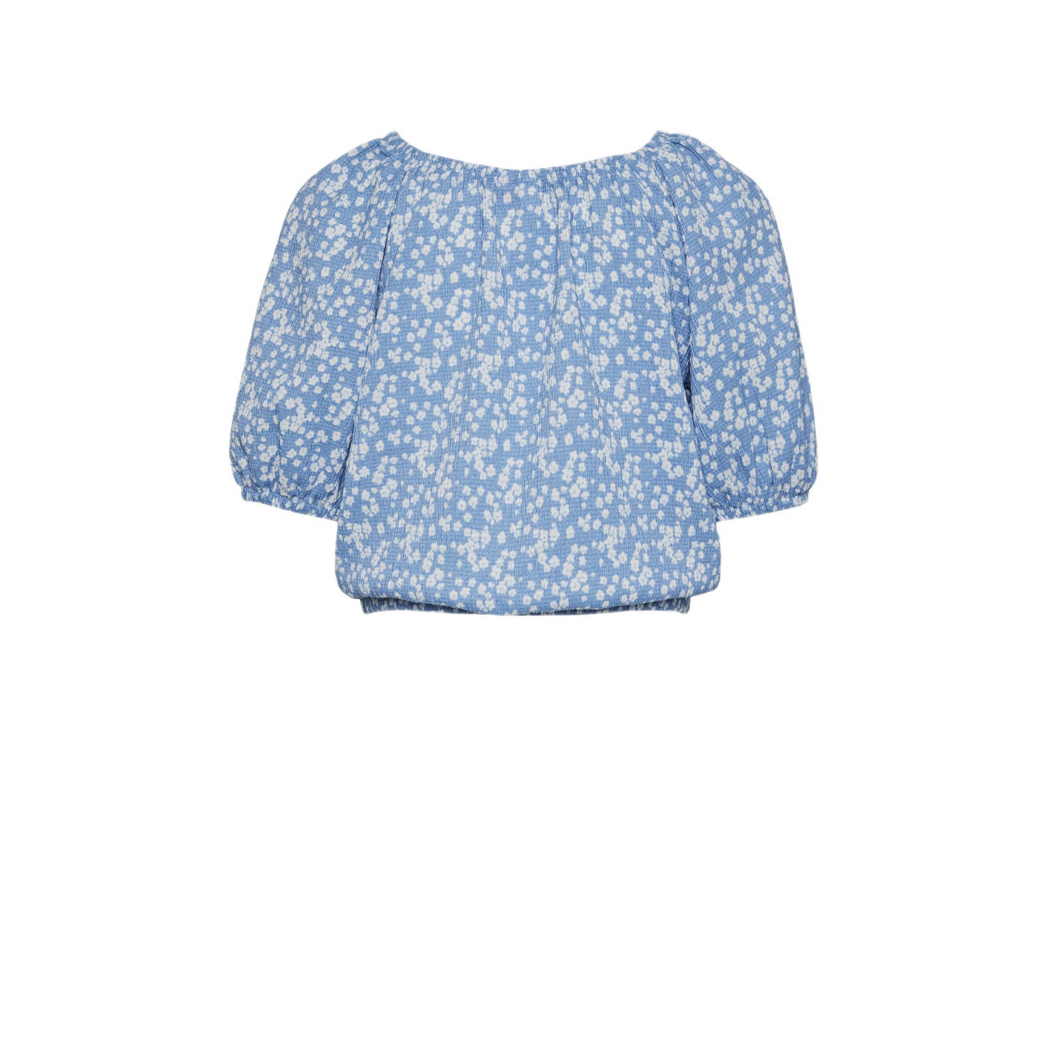 VERO MODA GIRL top met all over print en textuur blauw wit
